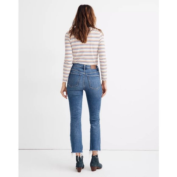Blogger Favorite Madewell Cali Demi-Boot Jeans Fleetwood Wash Raw-Hem Cropped 28 - Picture 3 of 16